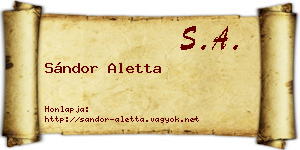 Sándor Aletta névjegykártya
